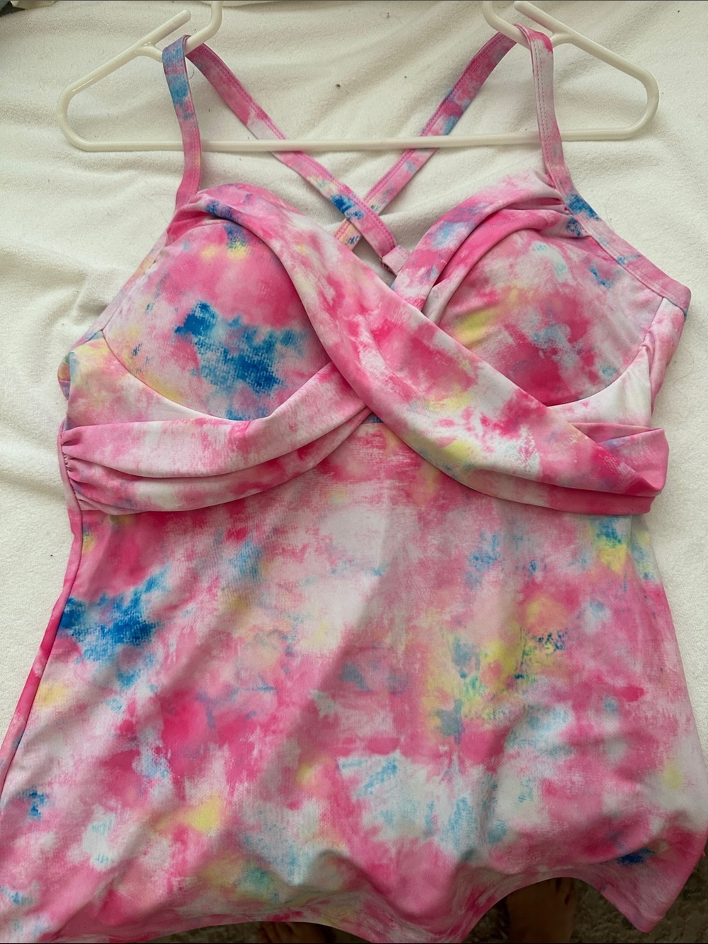 Women’s Pink Tie-Dye Swim Tank with Built-In Support